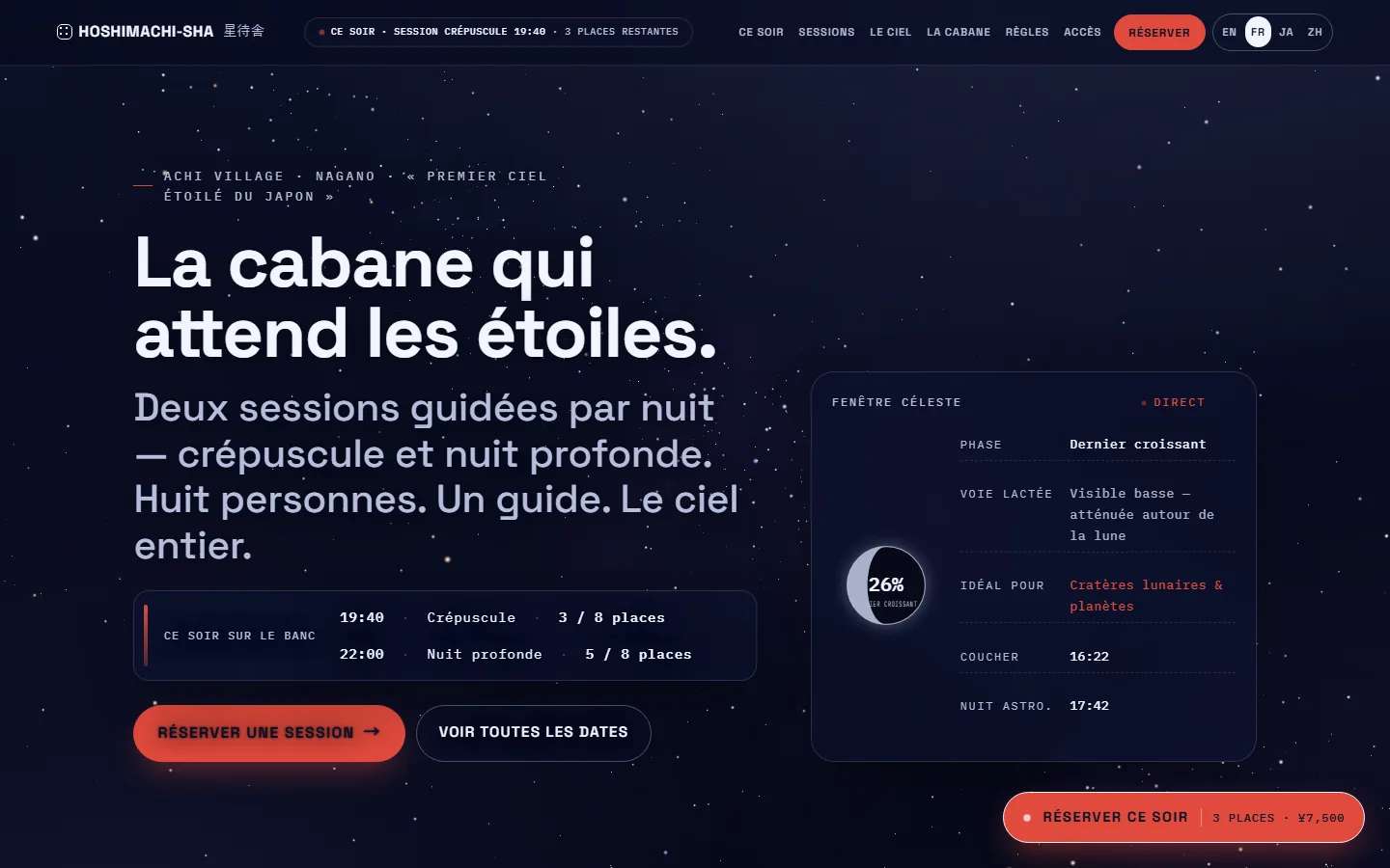 Page d'accueil de la démo Hoshimachi-sha